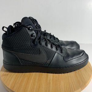 Nike Court Borough Mens Basketball Shoes Size 12 Mid Black Lace Casual Sneakers